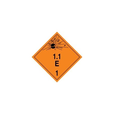 TDG PLACARD CLASS 1 273MM X 273MM TCP105CT25